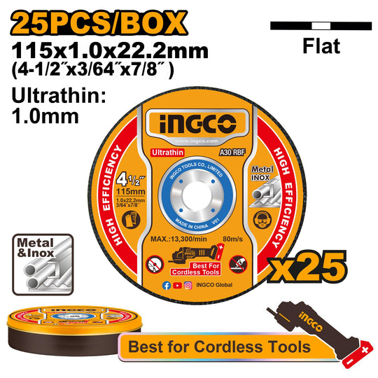 Ingco Metal Cutting Disk 115mm 25pc Set MCD11011525