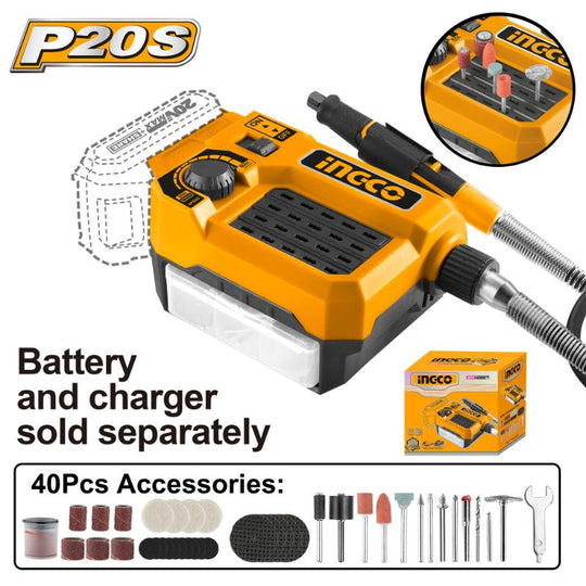 Ingco Mini Grinder 20V CMGLI2001 with accessories