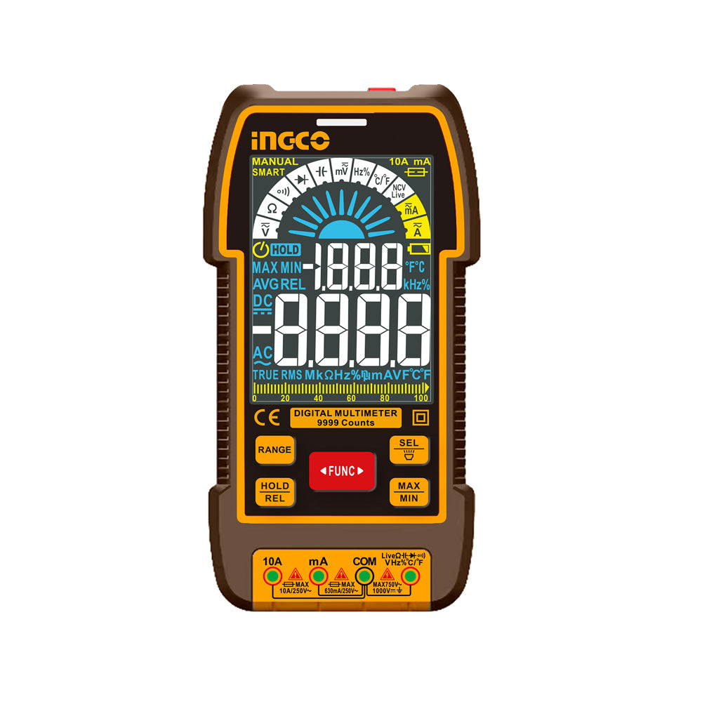 Digital multimeter with INGCO branding on a white background