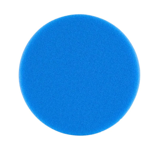 Blue circular foam pad on a white background