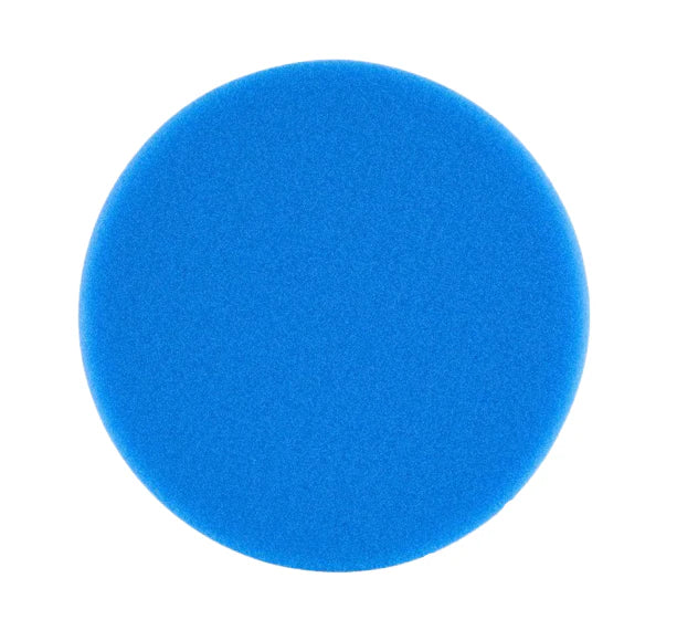 Blue circular foam pad on a white background