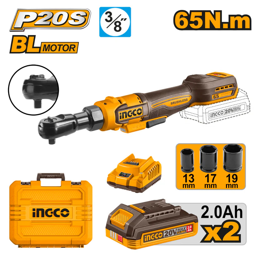 Ingco Ratchet Driver 65Nm Kit 20V CDRLI20652