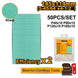 Green sandpaper sheet with sandpaper packets and product details on a white background