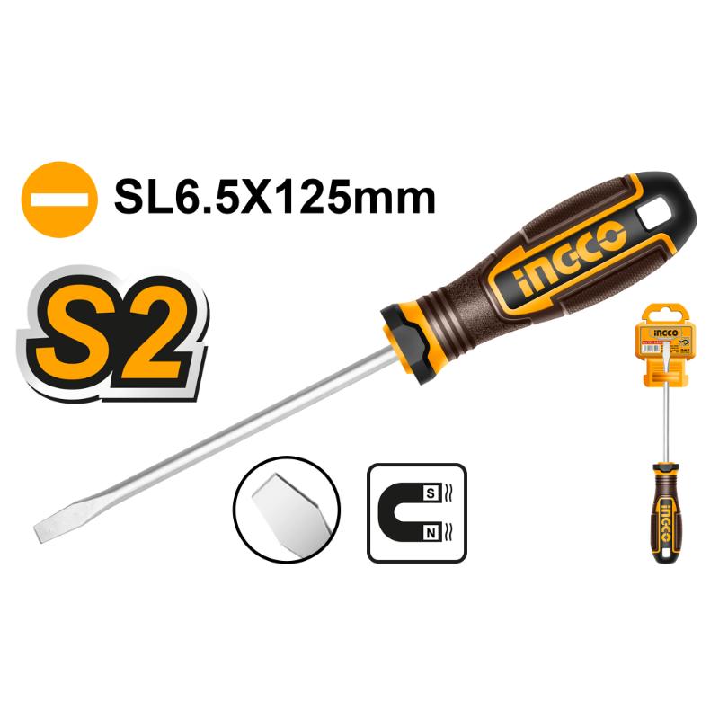Screwdriver with 'INGCO' branding on a white background