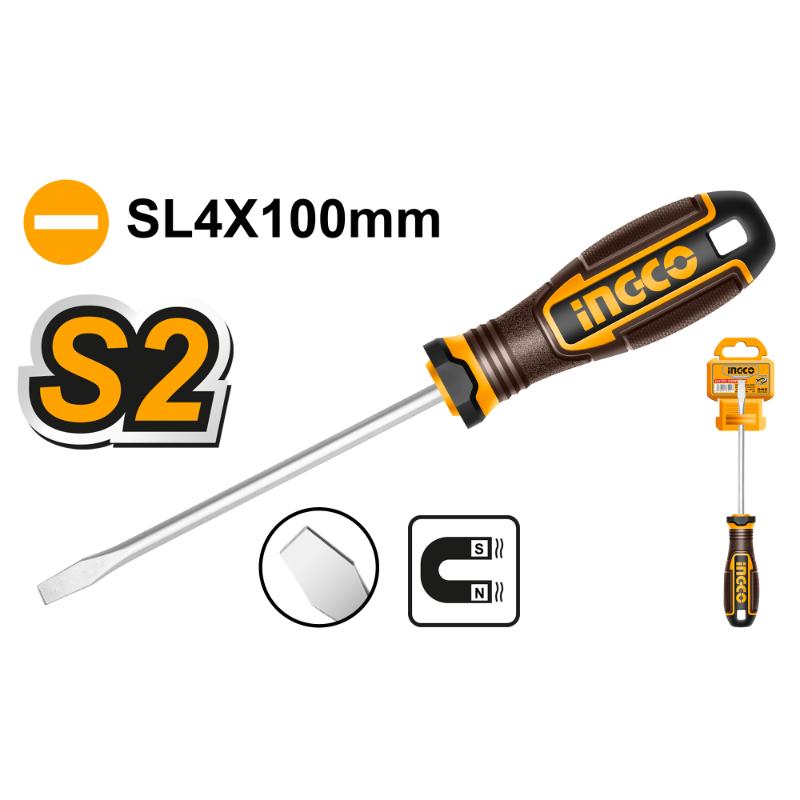 Screwdriver with 'INGCO' branding on a white background
