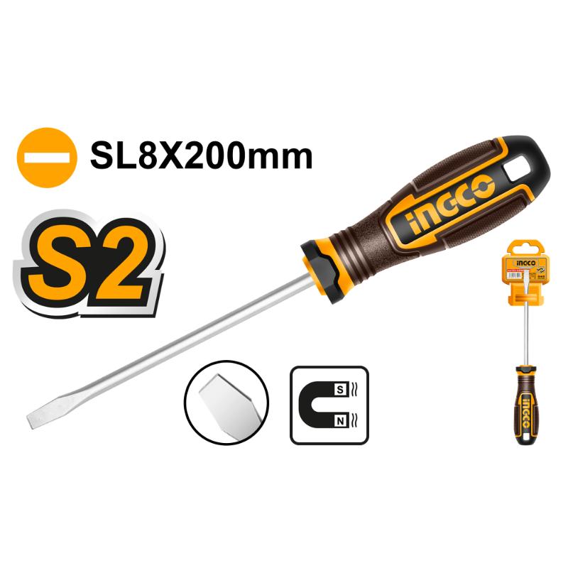Screwdriver with 'INGCO' branding on a white background