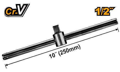 Chrome ratchet extension bar with measurements and 'Cr-V' marking on a white background