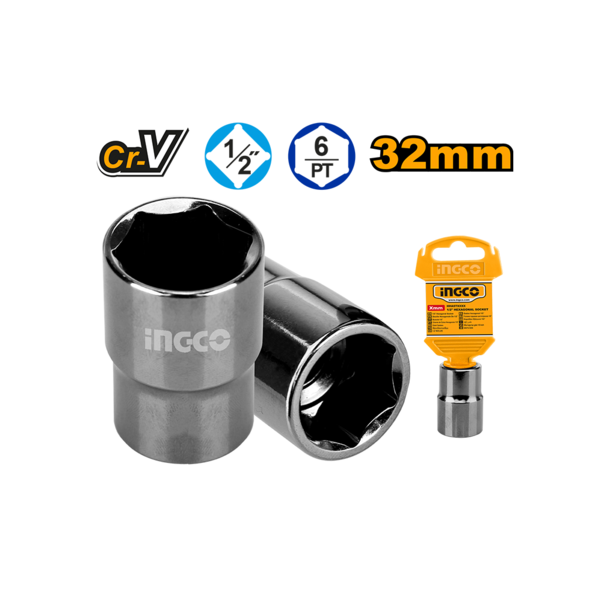 Socket tool with INGCO branding and specifications on a white background