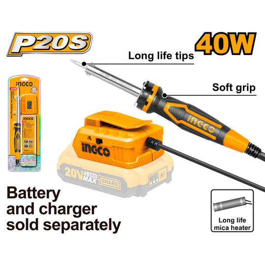 Ingco Soldering Iron 20V (Tool Only) CSILI2001