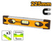 Ingco magnetic bubble level with measurement details on a white background