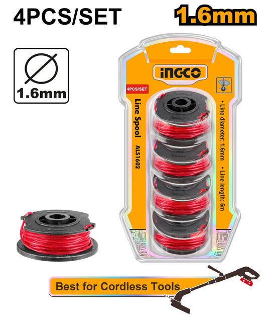 Ingco Trim Line 1.6mm x 5m Spiral 4pc ALS1602