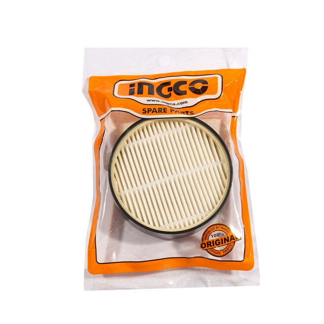 Air filter in a clear plastic package with orange INGCO branding on a white background