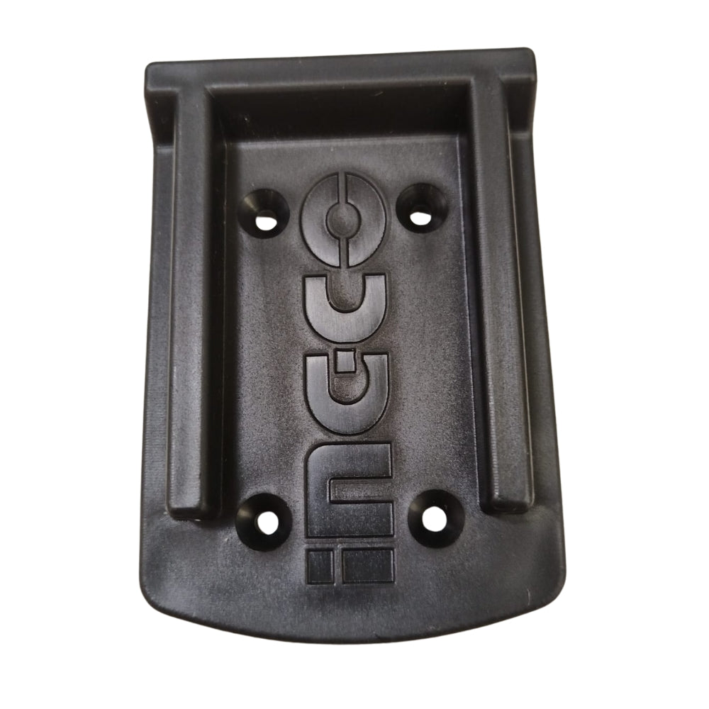 Black plastic bracket with 'Incud' branding on a white background