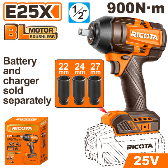 Ricota Impact Wrench 900nM 25V (tool only) RLEWH259001