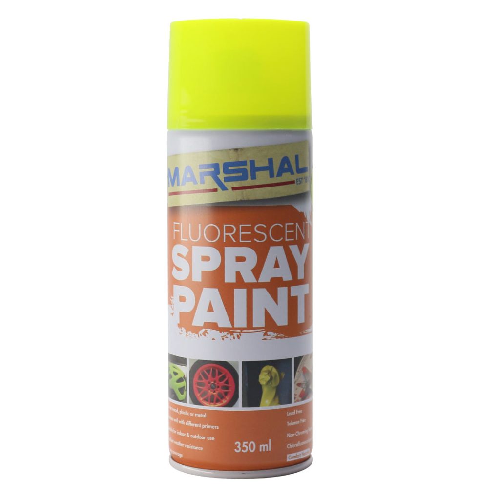 SPRAY PAINT FLOURESCENT YELLOW 350ml 1126M MARSHAL