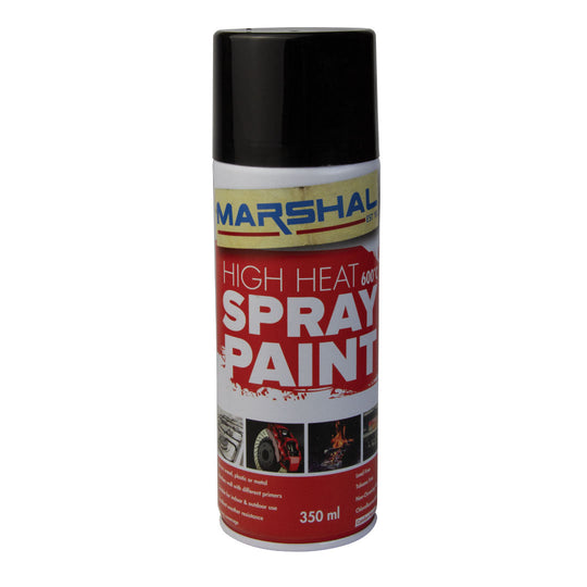 SPRAY PAINT HIGH HEAT BLACK 350ml 1117M MARSHAL