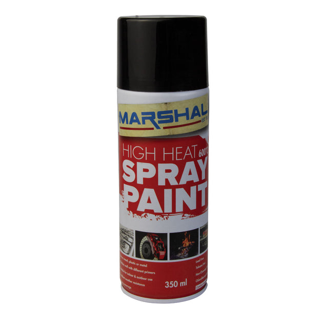 SPRAY PAINT HIGH HEAT BLACK 350ml 1117M MARSHAL