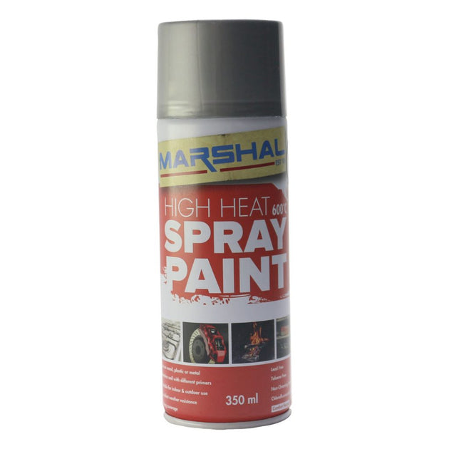 SPRAY PAINT HIGH HEAT SILVER 350ml 1118M MARSHAL