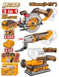 Ingco 3 Piece Kit Multi-Tool Circular Saw Finishing Sander 20V COSLI250781